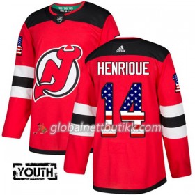 New Jersey Devils Hockeydrakt Adam Henrique 14 2017-2018 USA Flag Fashion Svart Adidas Authentic - Barn